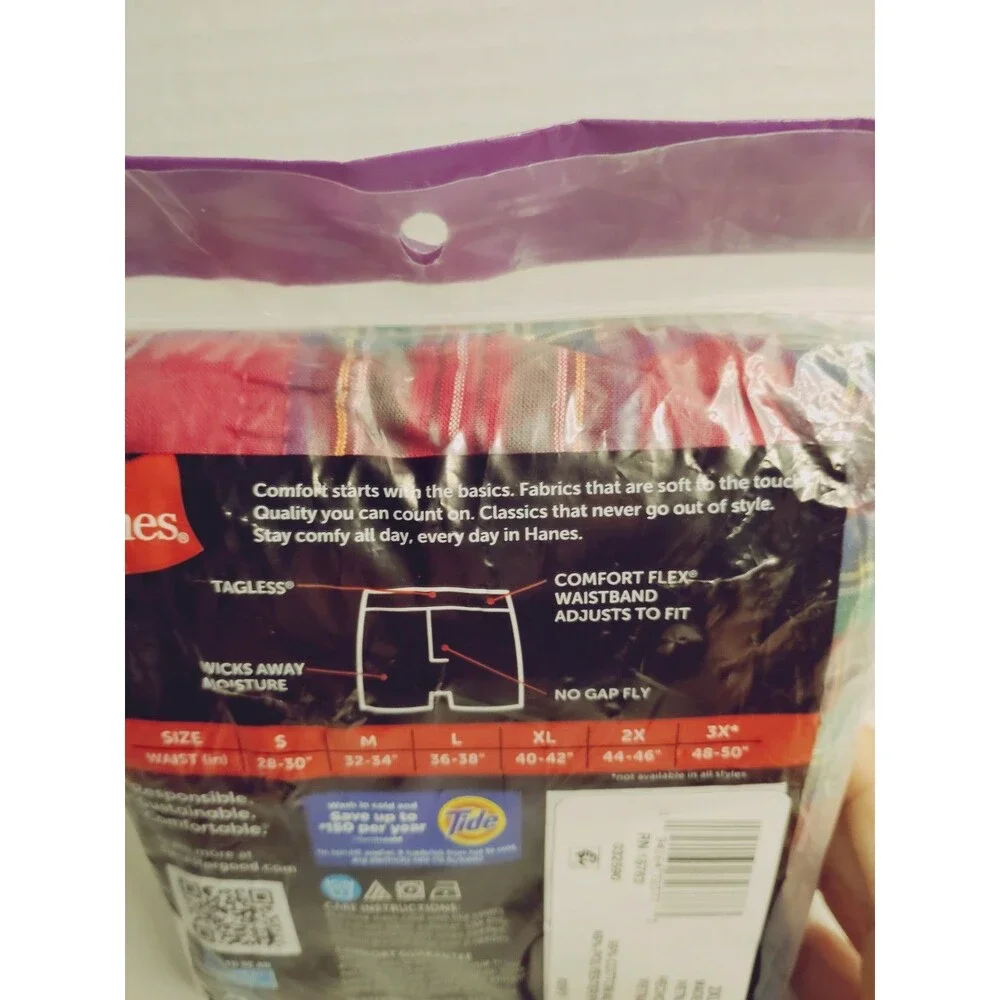 Hanes Tagless Breathable Moisture Wicking Boxer Shorts 3-boxers Plaid 2XL